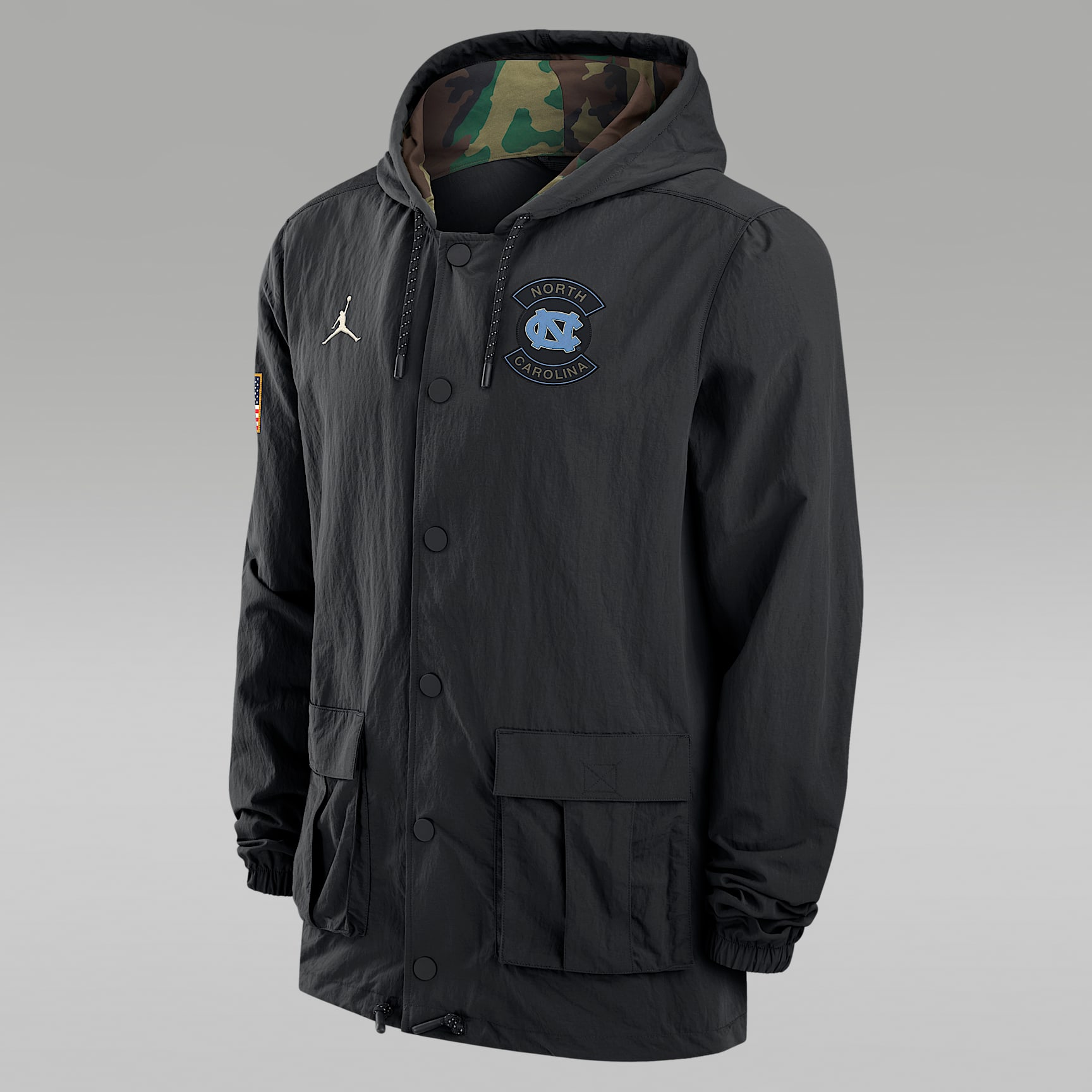 ナイキ　ノースカロライナ　ジョーダン North Carolina Men's Jordan Brand Full-Snap Hooded Military Jacket